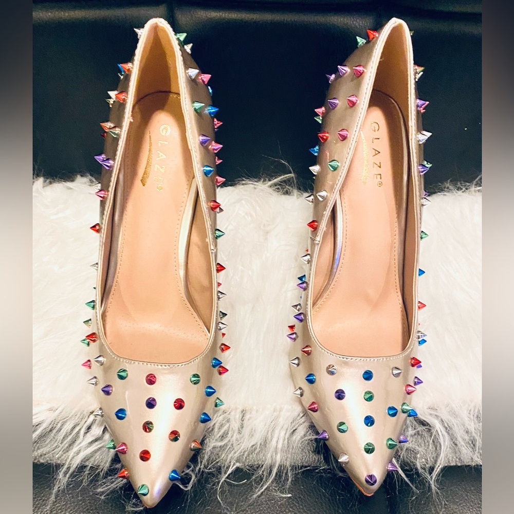 Women Custom Red Bottom Sexy Heels Pumps Studded Rivet Party Wedding Shoes - Picture 2 of 13